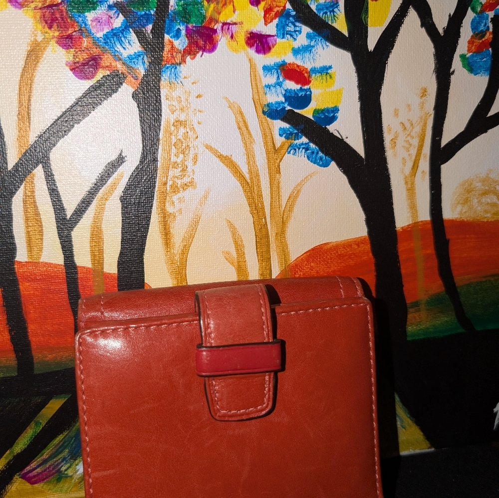 Coach Rust/Orange Compact Wallet - Picture 2 of 8